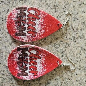 Source Unknown Cheer Mom Red Teardrop Earrings